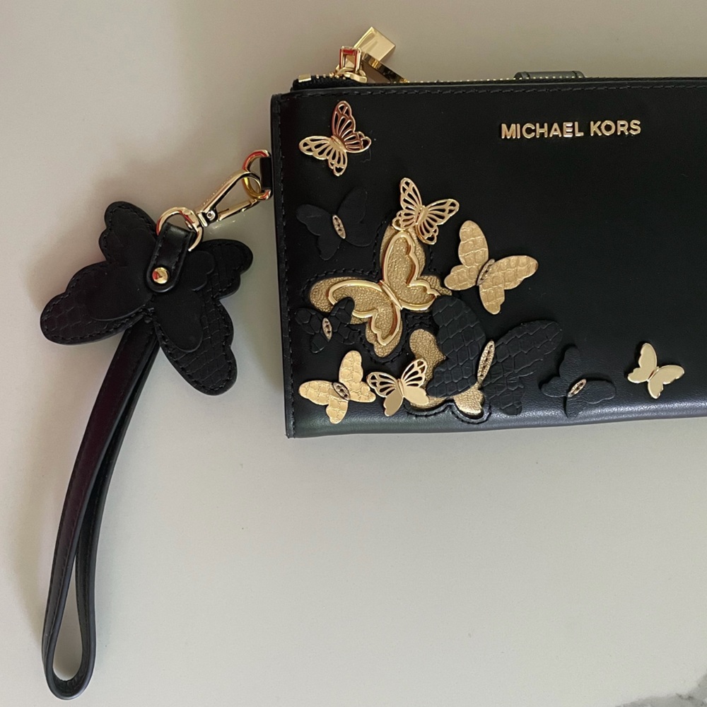 Michael Kors Adele Leather Butterfly Smartphone Clutch & Wristlet - Picture 4 of 16